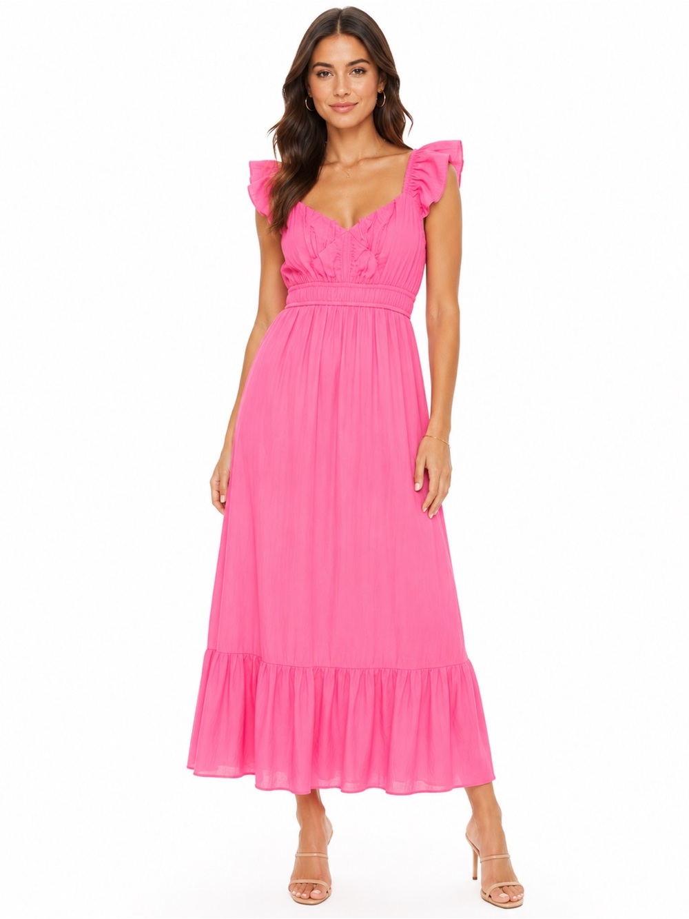 NWOT Ruffle Strap Maxi Dress Pink